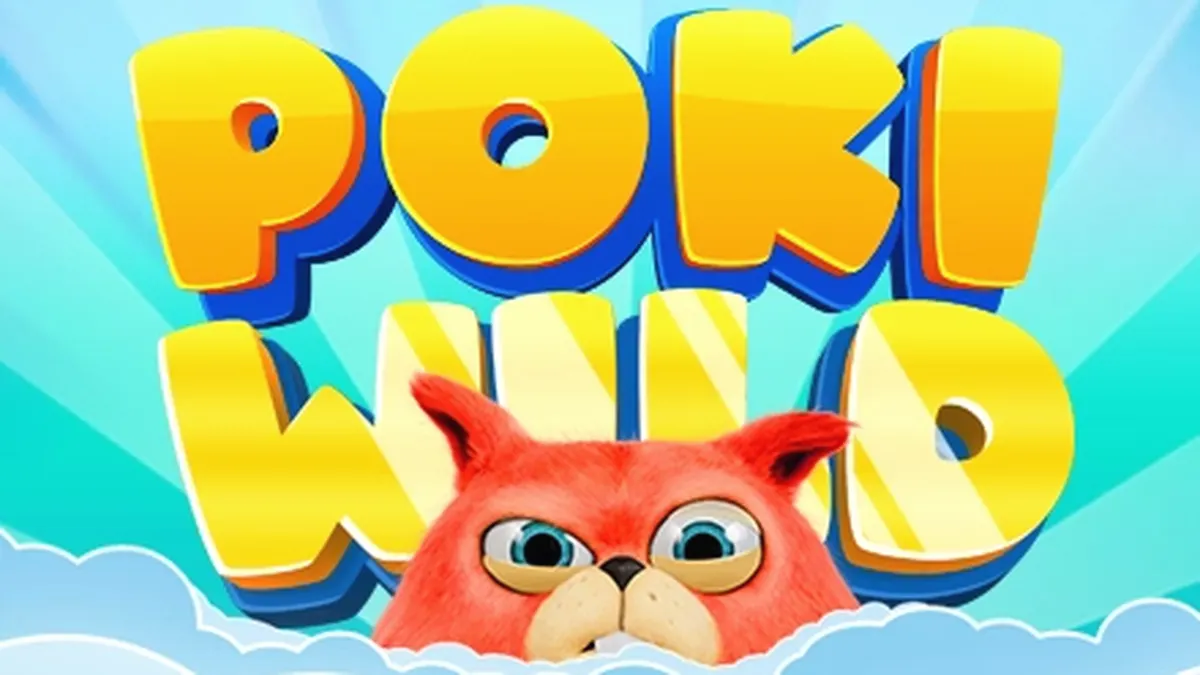 Tampilan layar utama permainan slot Poki Wild dengan desain grafis yang cerah.
